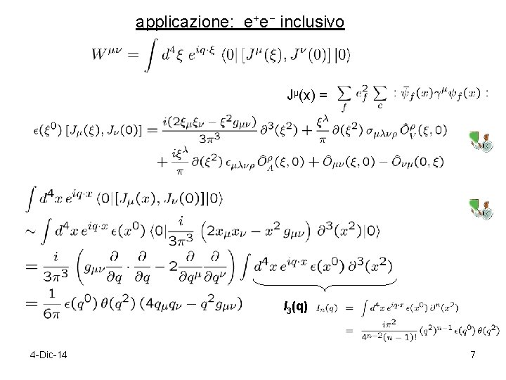 applicazione: e+e− inclusivo Jμ(x) = I 3(q) 4 -Dic-14 7 