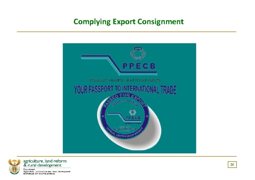 Complying Export Consignment 26 