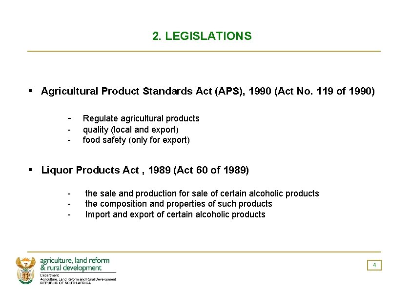2. LEGISLATIONS § Agricultural Product Standards Act (APS), 1990 (Act No. 119 of 1990)
