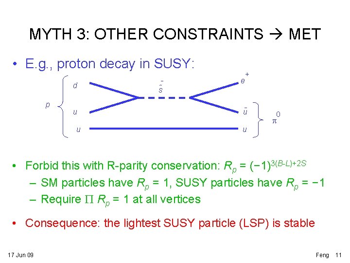 MYTH 3: OTHER CONSTRAINTS MET • E. g. , proton decay in SUSY: d