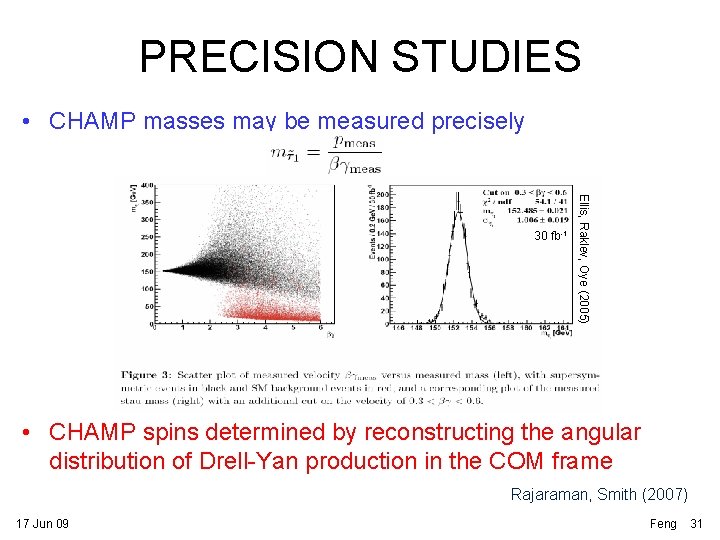 PRECISION STUDIES • CHAMP masses may be measured precisely Ellis, Raklev, Oye (2005) 30