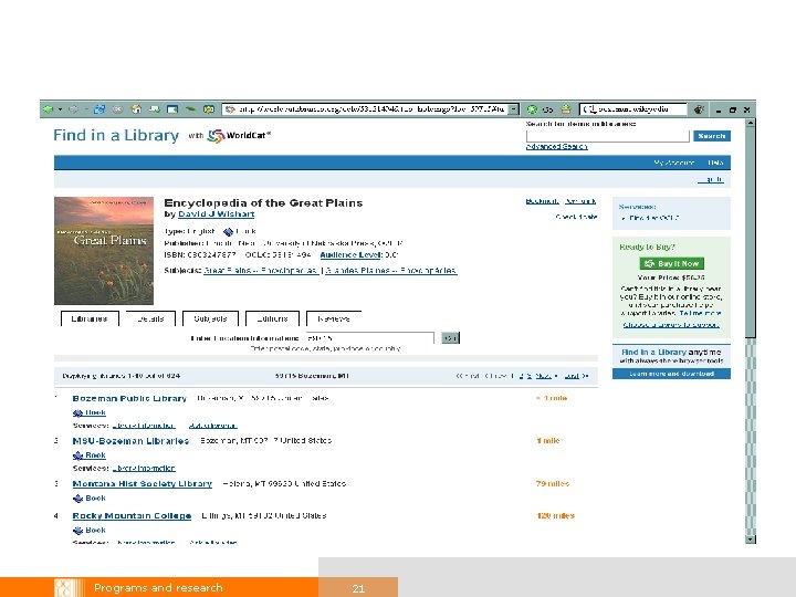 Programs and research 21 