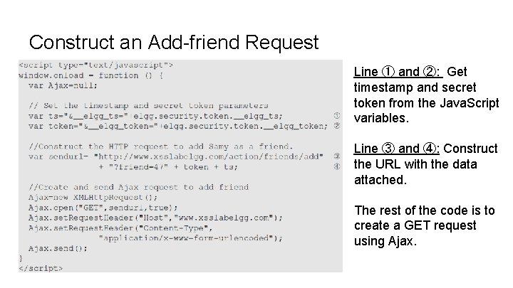 Construct an Add-friend Request Line ① and ②: Get timestamp and secret token from