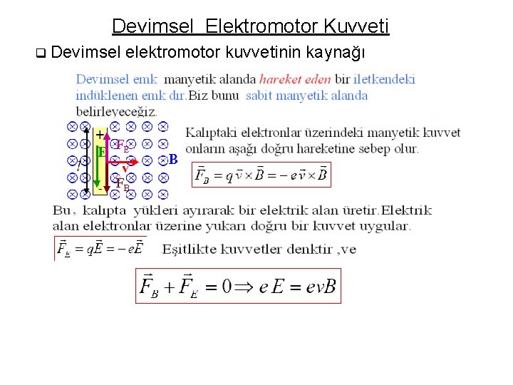 Devimsel Elektromotor Kuvveti q Devimsel elektromotor kuvvetinin kaynağı FE FB 