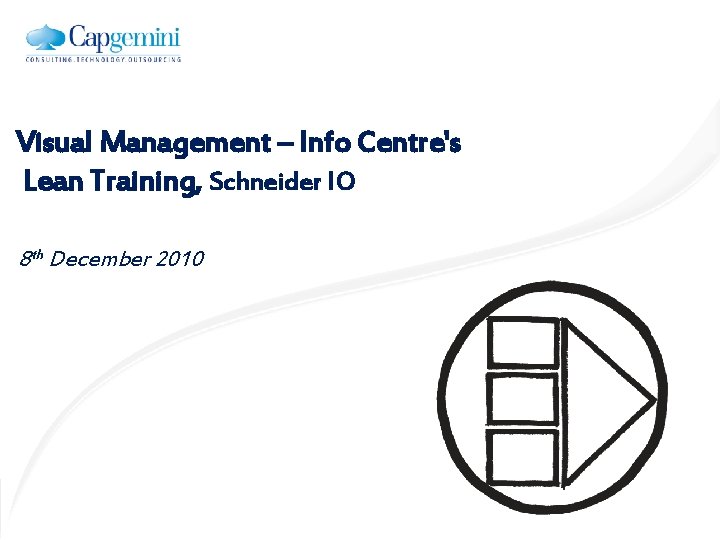 Visual Management – Info Centre's Lean Training, Schneider IO 8 th December 2010 