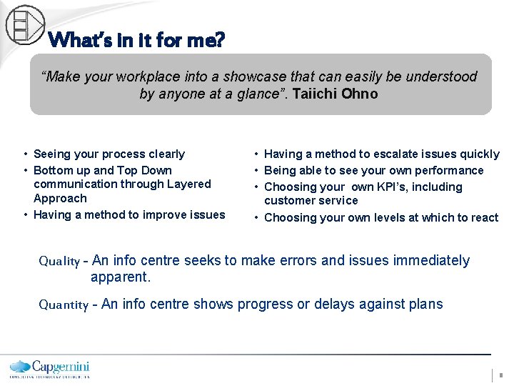 What’s in it for me? “Make your workplace into a showcase that can easily