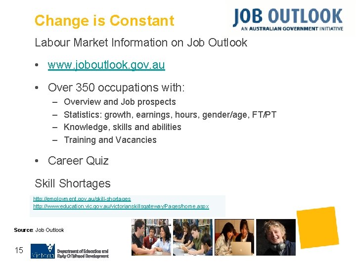 Change is Constant Labour Market Information on Job Outlook • www. joboutlook. gov. au