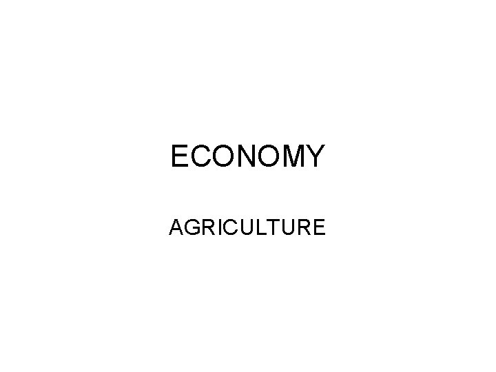 ECONOMY AGRICULTURE 