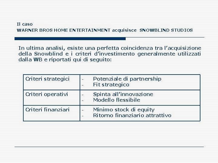 Il caso WARNER BROS HOME ENTERTAINMENT acquisisce SNOWBLIND STUDIOS In ultima analisi, esiste una