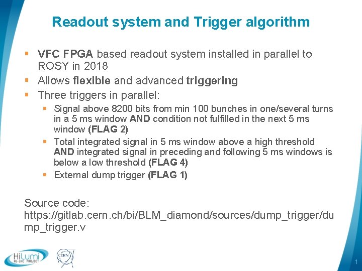 Readout system and Trigger algorithm § VFC FPGA based readout system installed in parallel