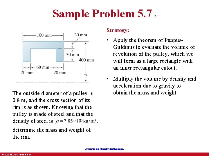 Sample Problem 5. 7 1 Strategy: • Apply theorem of Pappus. Guldinus to evaluate