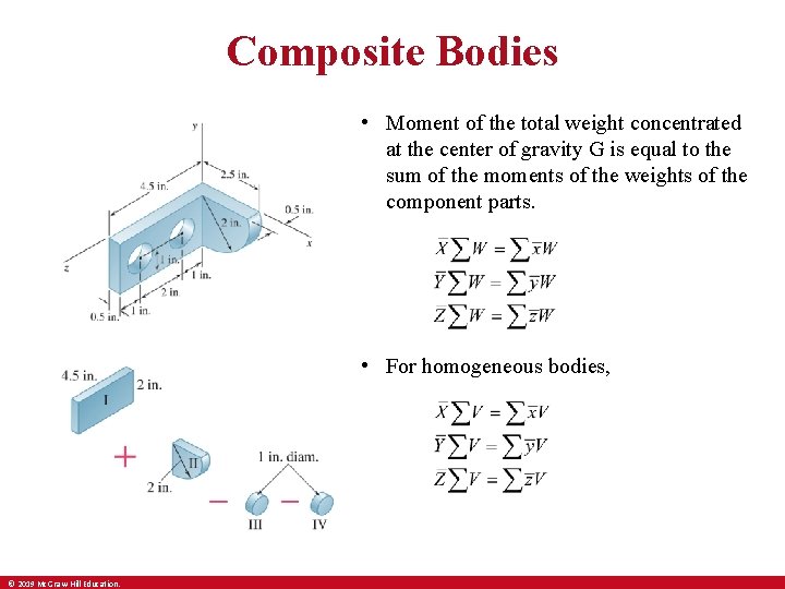 Composite Bodies • Moment of the total weight concentrated at the center of gravity