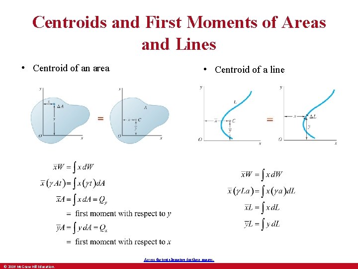 Centroids and First Moments of Areas and Lines • Centroid of an area •