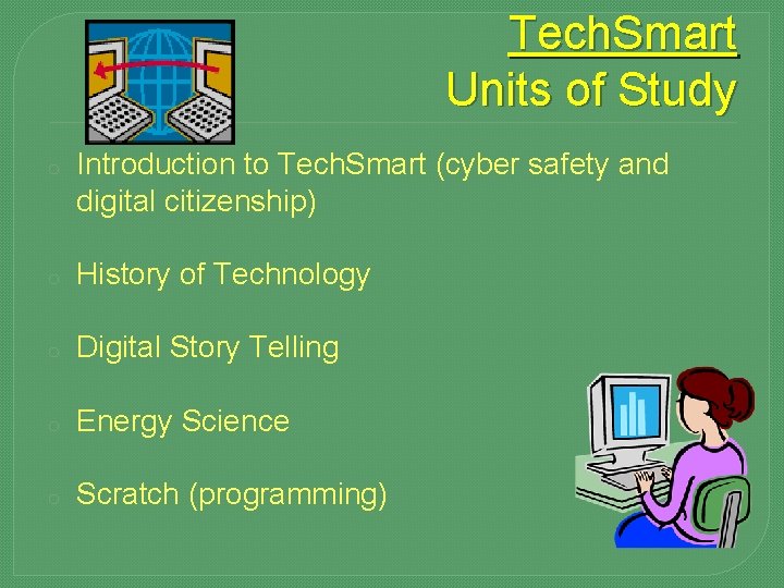 Tech. Smart Units of Study o Introduction to Tech. Smart (cyber safety and digital