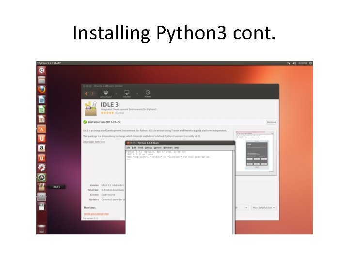 Installing Python 3 cont. 