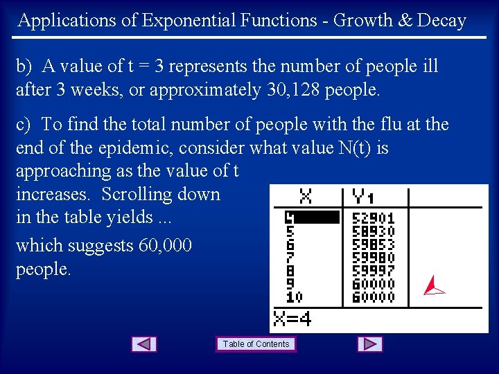 Applications of Exponential Functions - Growth & Decay b) A value of t =