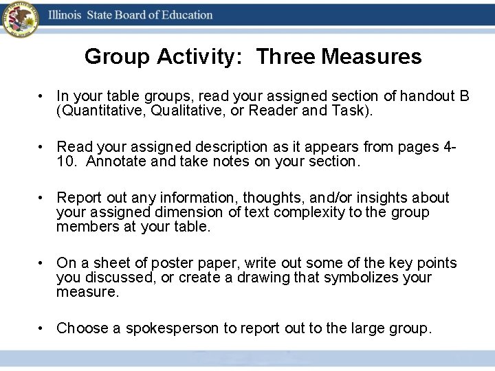 Group Activity: Three Measures • In your table groups, read your assigned section of