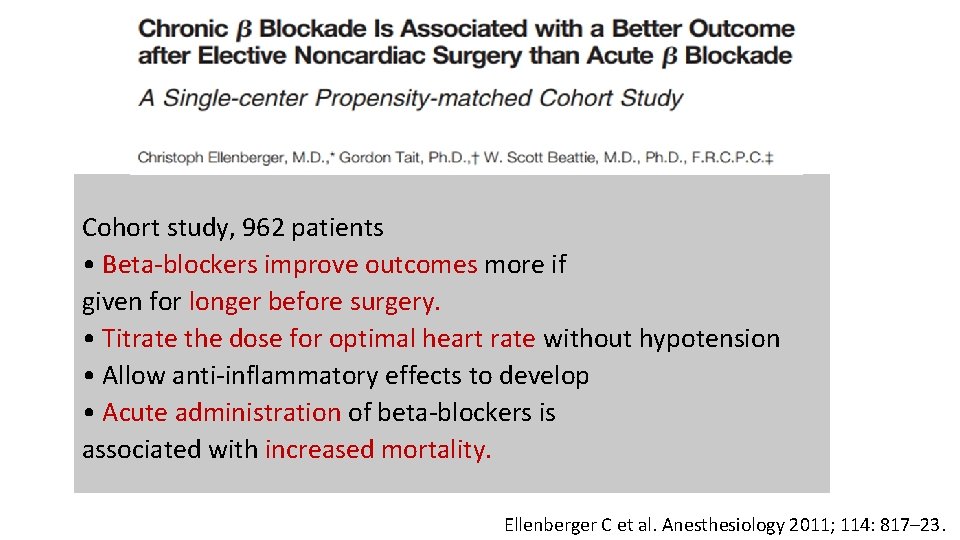 Cohort study, 962 patients • Beta-blockers improve outcomes more if given for longer before
