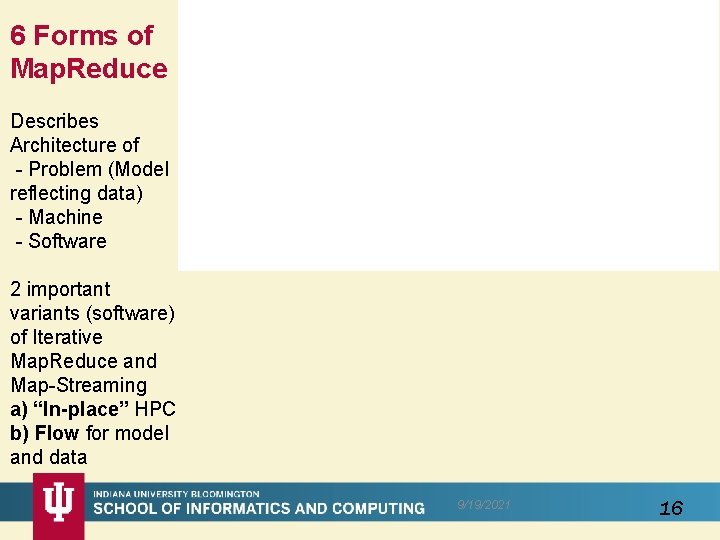 6 Forms of Map. Reduce Describes Architecture of - Problem (Model reflecting data) -