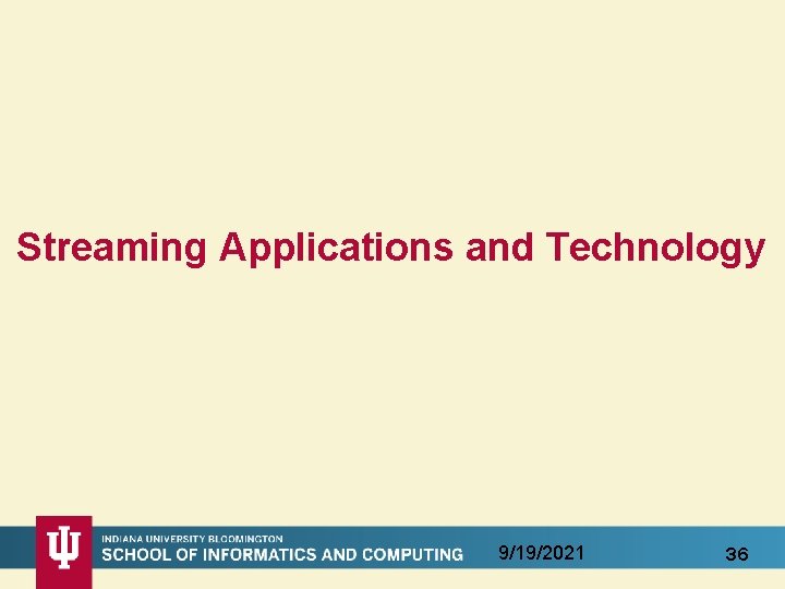 Streaming Applications and Technology 9/19/2021 36 