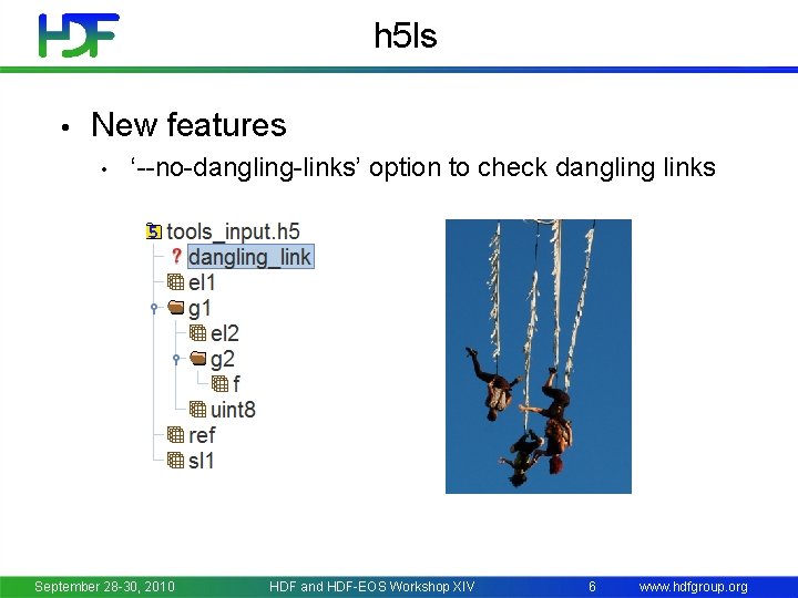 h 5 ls • New features • ‘--no-dangling-links’ option to check dangling links September