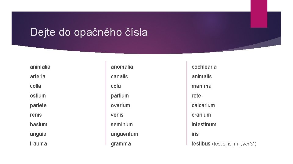 Dejte do opačného čísla animalia anomalia cochlearia arteria canalis animalis colla cola mamma ostium