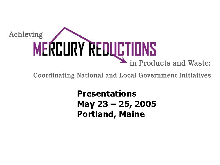 Presentations May 23 – 25, 2005 Portland, Maine 