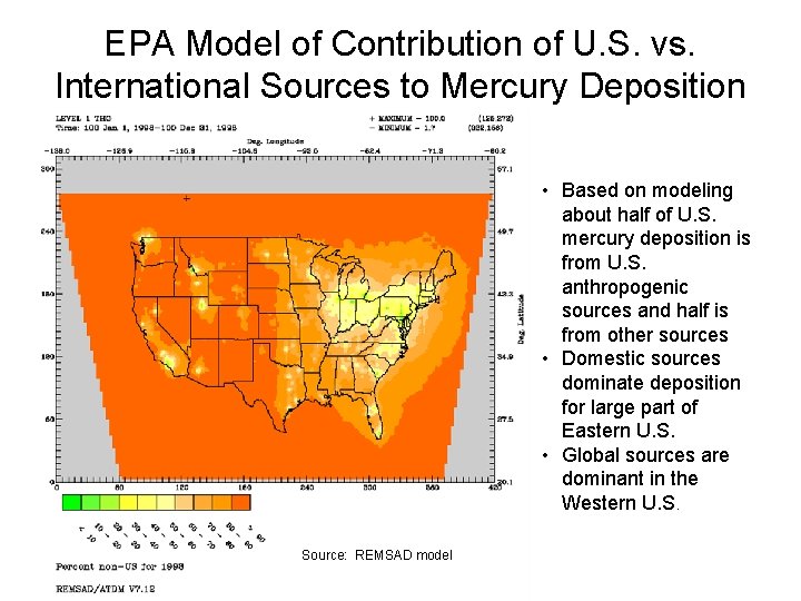 EPA Model of Contribution of U. S. vs. International Sources to Mercury Deposition •