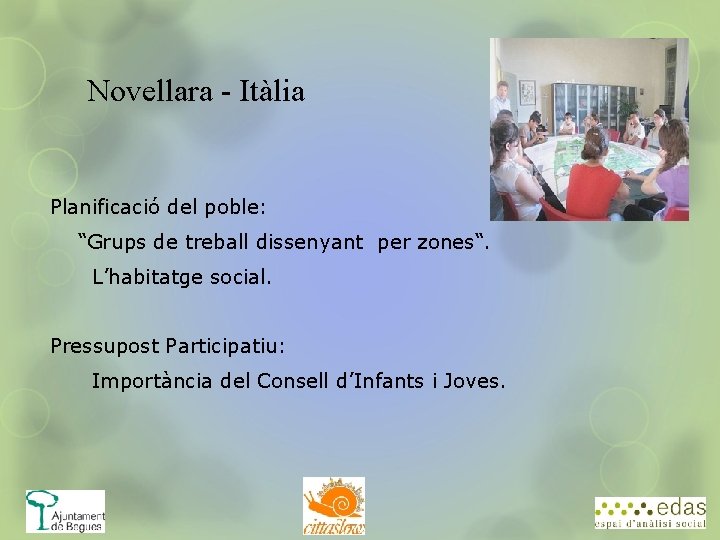 Novellara - Itàlia Planificació del poble: “Grups de treball dissenyant per zones“. L’habitatge social.