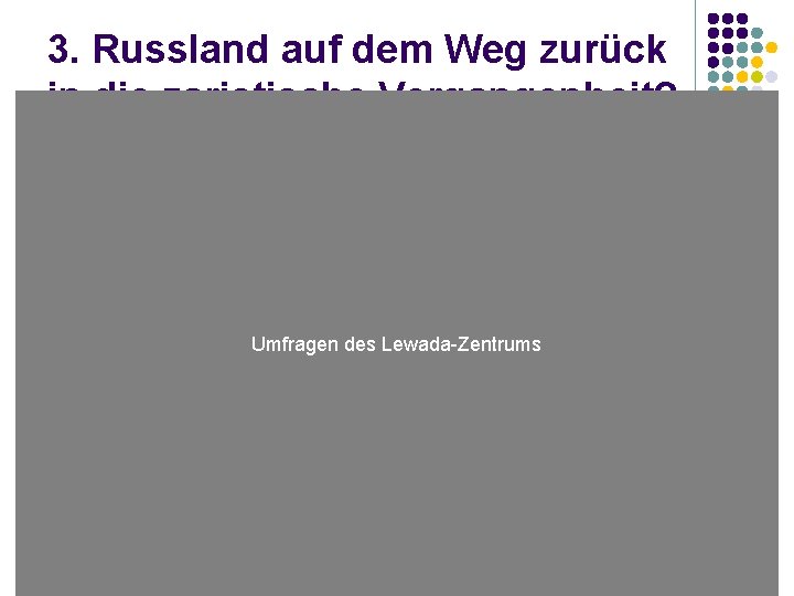 3. Russland auf dem Weg zurück in die zaristische Vergangenheit? Umfragen des Lewada-Zentrums 