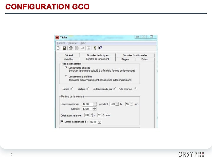 CONFIGURATION GCO 5 