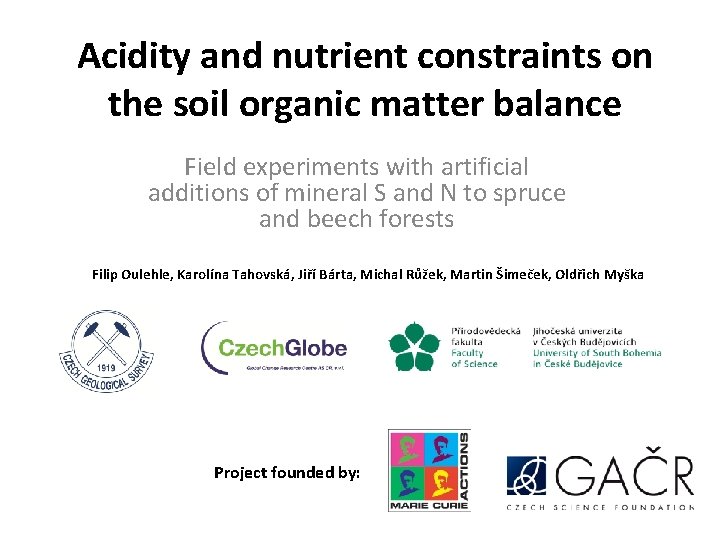 Acidity and nutrient constraints on the soil organic matter balance Field experiments with artificial