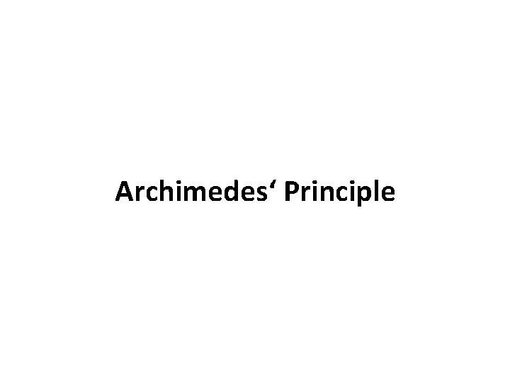 Archimedes‘ Principle 