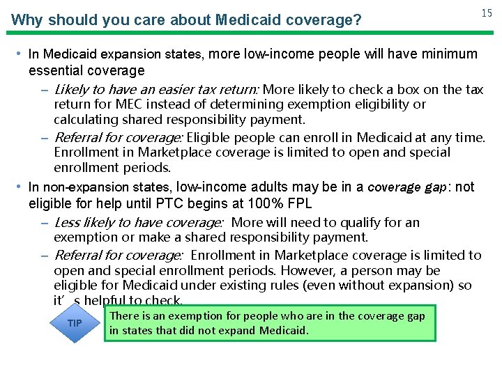 Why should you care about Medicaid coverage? 15 • In Medicaid expansion states, more Why should you care about Medicaid coverage? 15 • In Medicaid expansion states, more