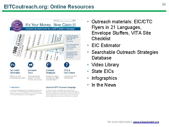36 EITCoutreach. org: Online Resources • Outreach materials: EIC/CTC Flyers in 21 Languages, Envelope 36 EITCoutreach. org: Online Resources • Outreach materials: EIC/CTC Flyers in 21 Languages, Envelope
