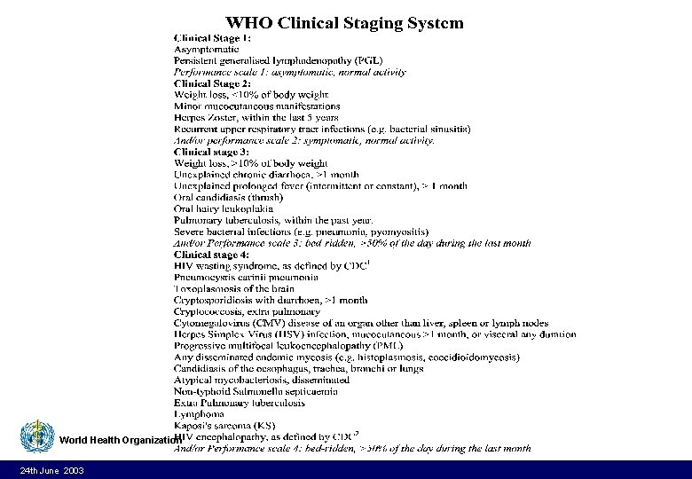 World Health Organization 24 th June 2003 18 World Health Organization 24 th June 2003 18