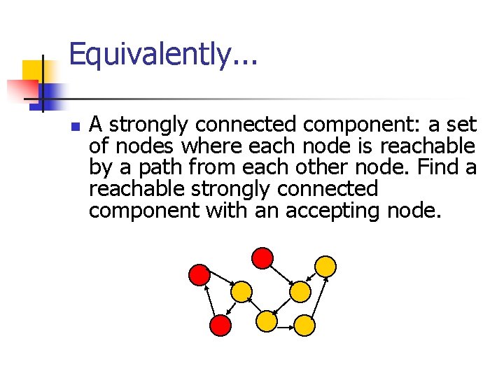 Equivalently. . . n A strongly connected component: a set of nodes where each