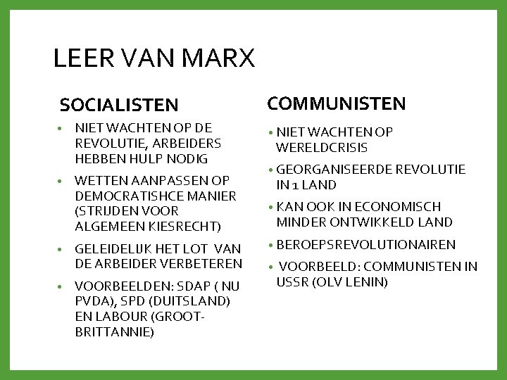 LEER VAN MARX SOCIALISTEN • • NIET WACHTEN OP DE REVOLUTIE, ARBEIDERS HEBBEN HULP