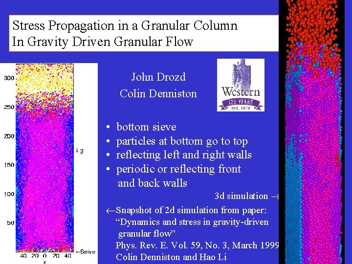Stress Propagation in a Granular Column In Gravity Driven Granular Flow John Drozd Colin
