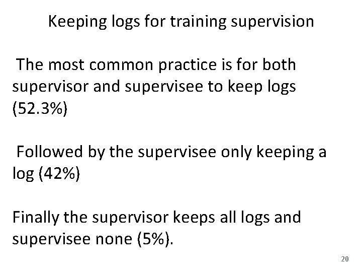 Keeping logs for training supervision The most common practice is for both supervisor and