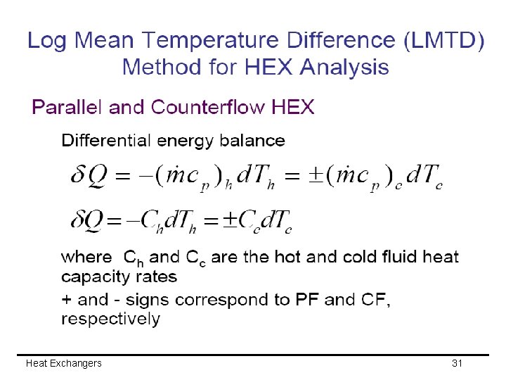 Heat Exchangers 31 