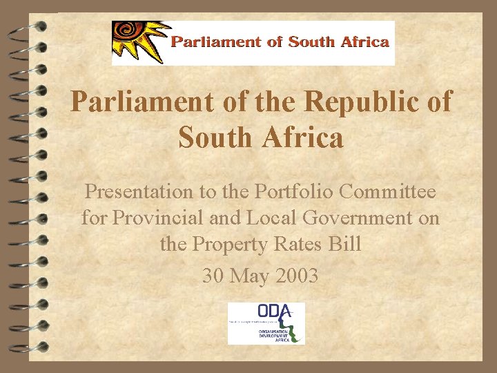 Parliament of the Republic of South Africa Presentation
