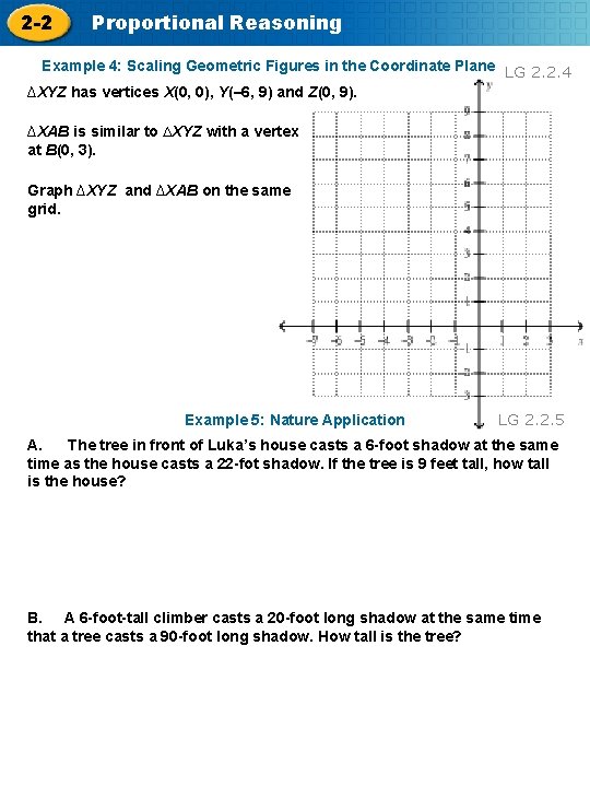 2 -2 Proportional Reasoning Example 4: Scaling Geometric Figures in the Coordinate Plane LG