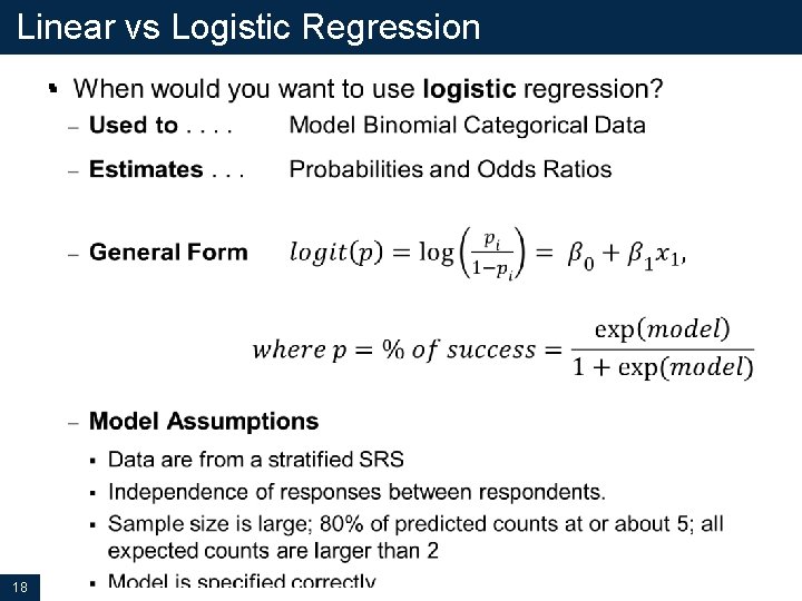 Linear vs Logistic Regression § 18 