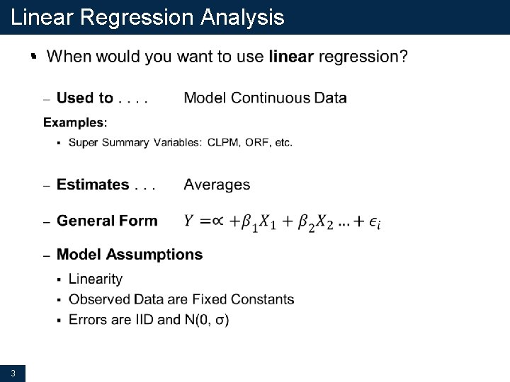 Linear Regression Analysis § 3 