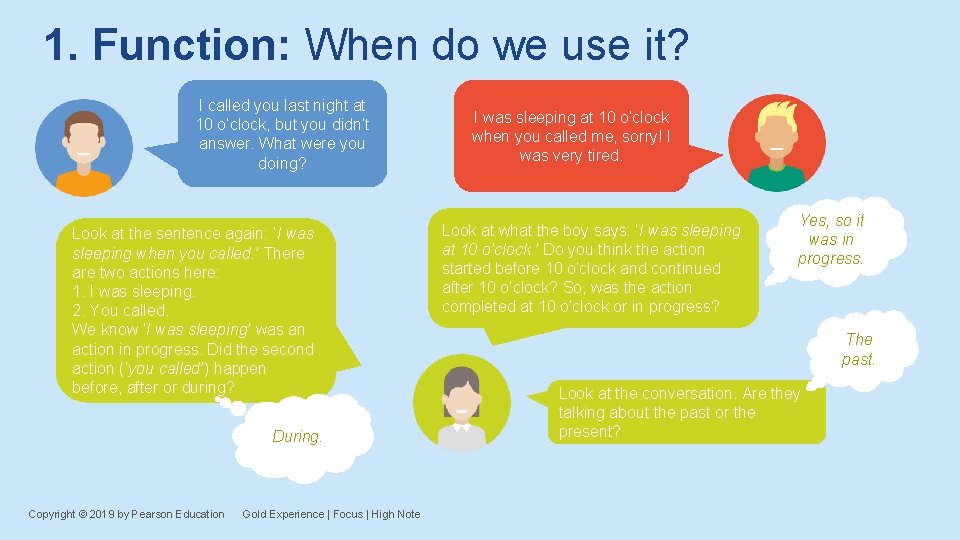 1. Function: When do we use it? I called you last night at 10