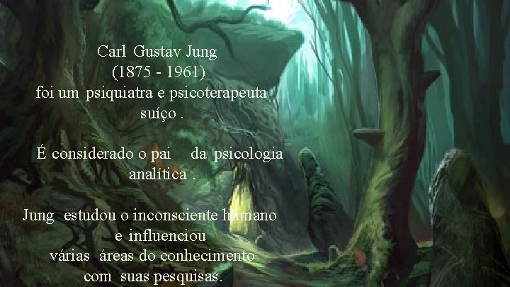 Carl Gustav Jung (1875 - 1961) foi um psiquiatra e psicoterapeuta suíço. É considerado