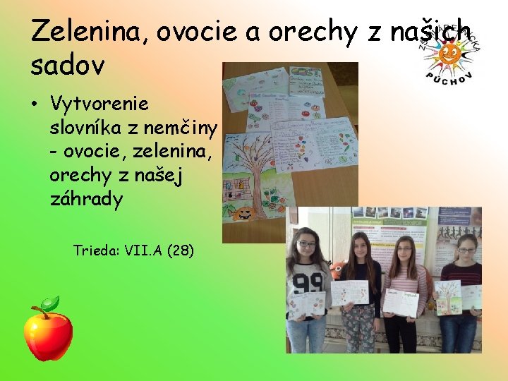 Zelenina, ovocie a orechy z našich sadov • Vytvorenie slovníka z nemčiny - ovocie,