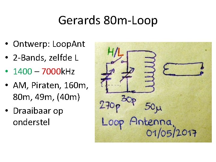 Gerards 80 m-Loop Ontwerp: Loop. Ant 2 -Bands, zelfde L 1400 – 7000 k.