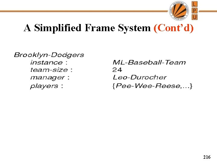 A Simplified Frame System (Cont’d) 216 